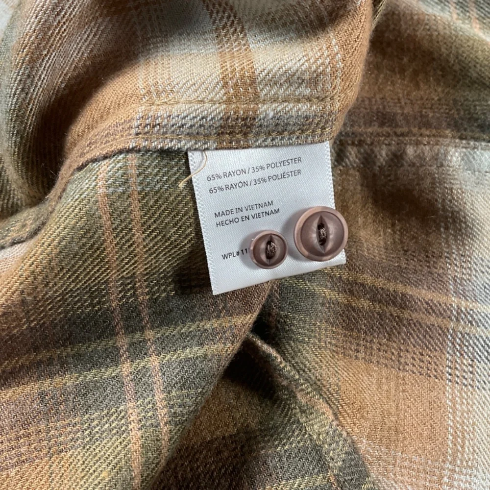 NWT Original Weatherproof Vintage Brown Plaid Vintage Luxe Flannel Size M